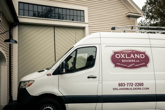 Oxland Builders truck on site of Portsmouth, NH area home remodel